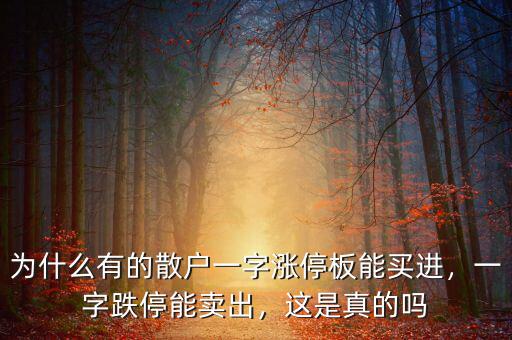 為什么有的散戶一字漲停板能買進，一字跌停能賣出，這是真的嗎