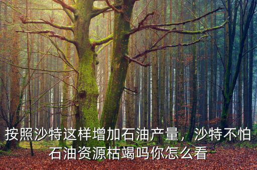按照沙特這樣增加石油產(chǎn)量，沙特不怕石油資源枯竭嗎你怎么看