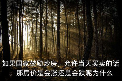 如果國(guó)家鼓勵(lì)炒房，允許當(dāng)天買賣的話，那房?jī)r(jià)是會(huì)漲還是會(huì)跌呢為什么