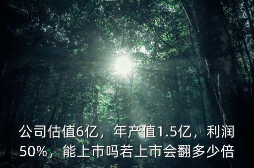 公司估值6億，年產(chǎn)值1.5億，利潤50%，能上市嗎若上市會翻多少倍