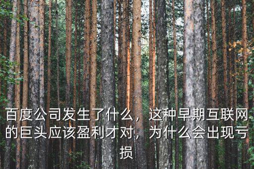 百度公司發(fā)生了什么，這種早期互聯(lián)網(wǎng)的巨頭應(yīng)該盈利才對，為什么會出現(xiàn)虧損