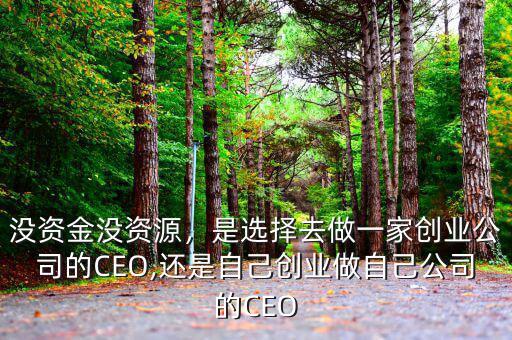 沒資金沒資源，是選擇去做一家創(chuàng)業(yè)公司的CEO,還是自己創(chuàng)業(yè)做自己公司的CEO