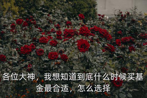 各位大神，我想知道到底什么時候買基金最合適，怎么選擇