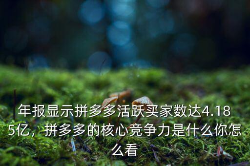 年報顯示拼多多活躍買家數(shù)達4.185億，拼多多的核心競爭力是什么你怎么看