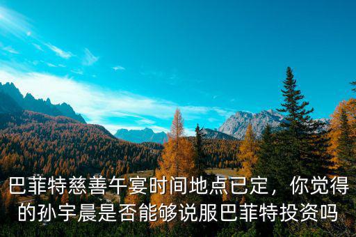 巴菲特慈善午宴時間地點已定，你覺得的孫宇晨是否能夠說服巴菲特投資嗎