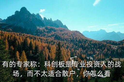 有的專家稱：科創(chuàng)板是專業(yè)投資人的戰(zhàn)場，而不太適合散戶，你怎么看