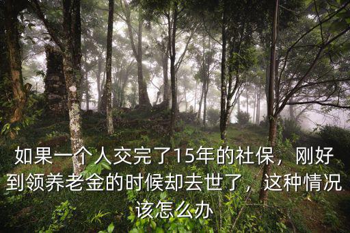 如果一個人交完了15年的社保，剛好到領(lǐng)養(yǎng)老金的時候卻去世了，這種情況該怎么辦