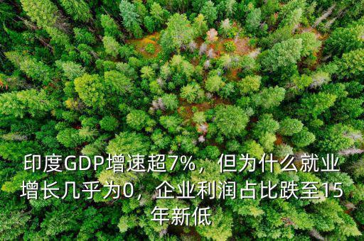 印度GDP增速超7%，但為什么就業(yè)增長幾乎為0，企業(yè)利潤占比跌至15年新低