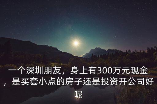 一個深圳朋友，身上有300萬元現(xiàn)金，是買套小點的房子還是投資開公司好呢