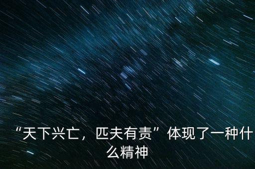 “天下興亡，匹夫有責(zé)”體現(xiàn)了一種什么精神