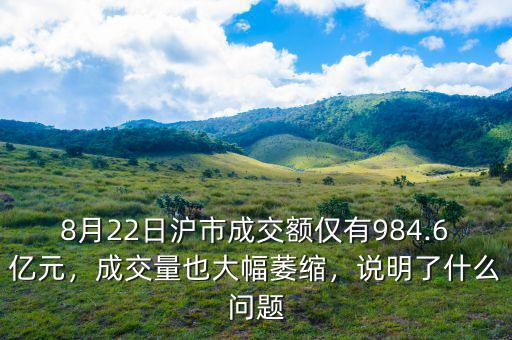 8月22日滬市成交額僅有984.6億元，成交量也大幅萎縮，說明了什么問題