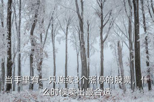 當(dāng)手里有一只連續(xù)3個(gè)漲停的股票，什么時(shí)候賣(mài)出最合適