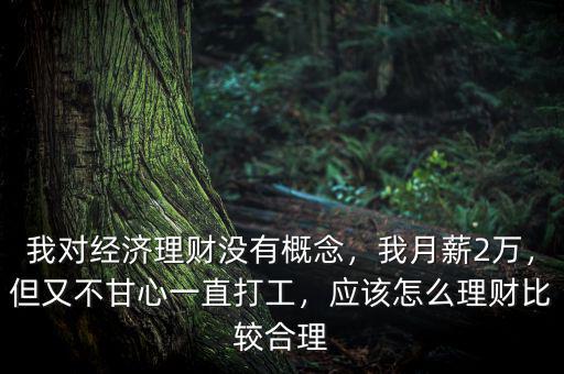 我對(duì)經(jīng)濟(jì)理財(cái)沒(méi)有概念，我月薪2萬(wàn)，但又不甘心一直打工，應(yīng)該怎么理財(cái)比較合理