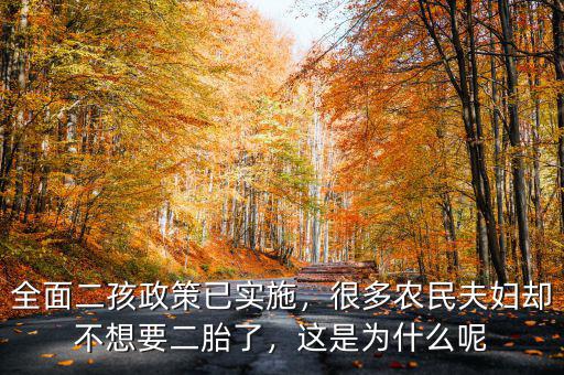 全面二孩政策已實施，很多農(nóng)民夫婦卻不想要二胎了，這是為什么呢