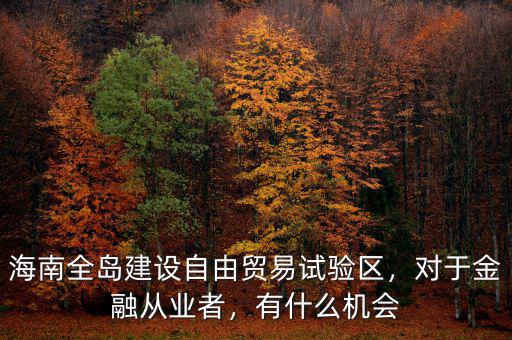 海南全島建設自由貿易試驗區(qū)，對于金融從業(yè)者，有什么機會
