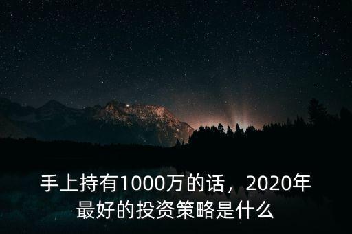 手上持有1000萬的話，2020年最好的投資策略是什么