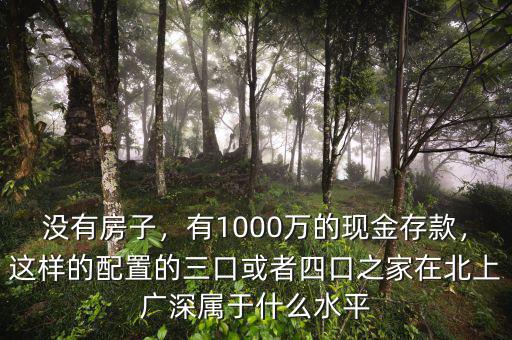 沒(méi)有房子，有1000萬(wàn)的現(xiàn)金存款，這樣的配置的三口或者四口之家在北上廣深屬于什么水平