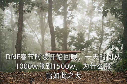 DNF春節(jié)時裝開始回暖，一天時間從1000w漲到1500w，為什么漲幅如此之大