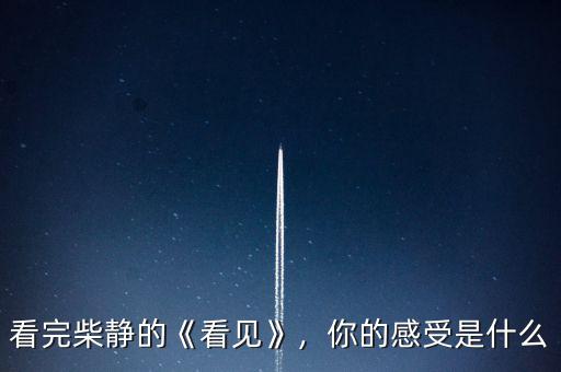 看完柴靜的《看見》，你的感受是什么