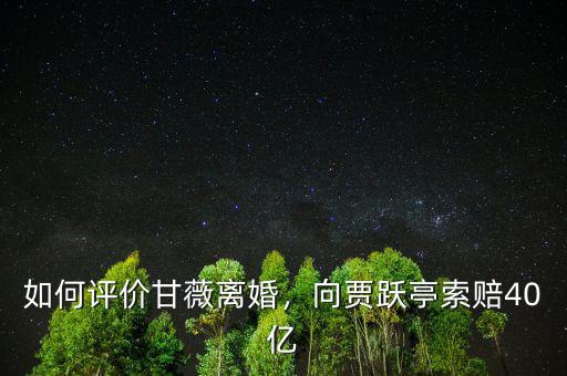 如何評(píng)價(jià)甘薇離婚，向賈躍亭索賠40億
