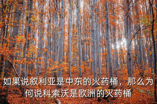 如果說敘利亞是中東的火藥桶，那么為何說科索沃是歐洲的火藥桶