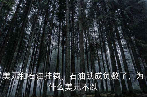 美元和石油掛鉤，石油跌成負(fù)數(shù)了，為什么美元不跌