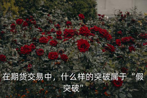 在期貨交易中，什么樣的突破屬于“假突破”