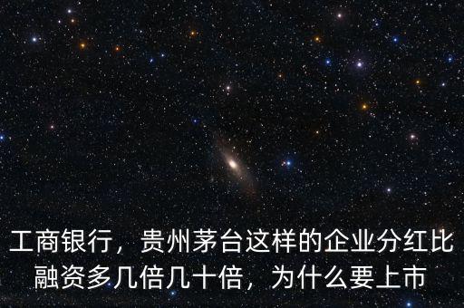 工商銀行，貴州茅臺這樣的企業(yè)分紅比融資多幾倍幾十倍，為什么要上市