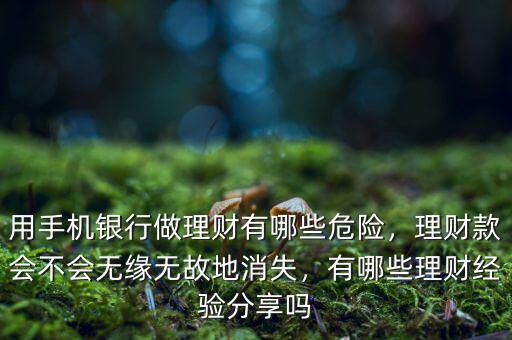 用手機(jī)銀行做理財(cái)有哪些危險(xiǎn)，理財(cái)款會(huì)不會(huì)無緣無故地消失，有哪些理財(cái)經(jīng)驗(yàn)分享嗎