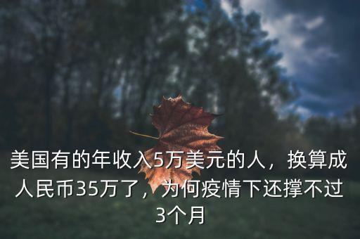 美國有的年收入5萬美元的人，換算成人民幣35萬了，為何疫情下還撐不過3個月