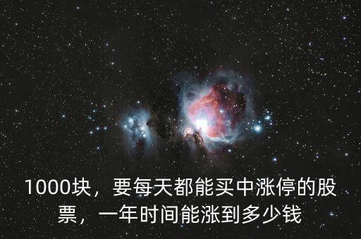 1000塊，要每天都能買中漲停的股票，一年時間能漲到多少錢