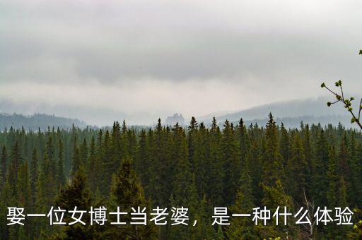 娶一位女博士當老婆，是一種什么體驗