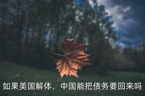 如果美國解體，中國能把債務(wù)要回來嗎