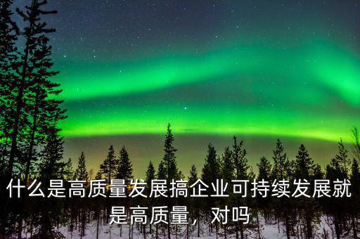 什么是高質量發(fā)展搞企業(yè)可持續(xù)發(fā)展就是高質量，對嗎