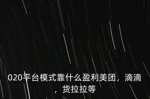 020平臺模式靠什么盈利美團(tuán)，滴滴，貨拉拉等