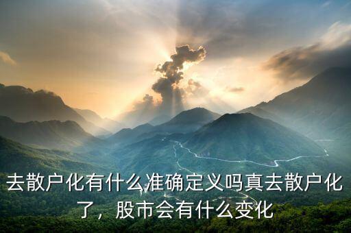 去散戶化有什么準確定義嗎真去散戶化了，股市會有什么變化