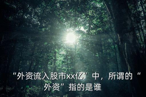 “外資流入股市xx億”中，所謂的“外資”指的是誰(shuí)
