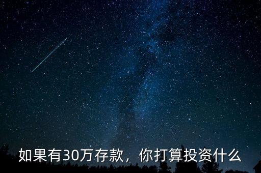 如果有30萬存款，你打算投資什么