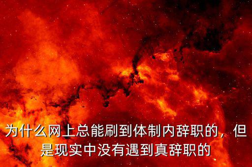 為什么網(wǎng)上總能刷到體制內辭職的，但是現(xiàn)實中沒有遇到真辭職的