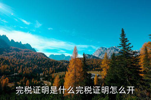 為什么開個(gè)人完稅證明，完稅證明的作用是什么呢
