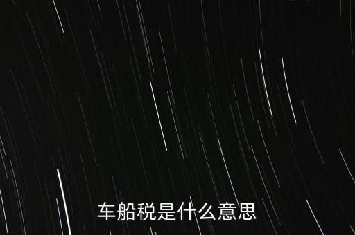 車(chē)船稅是什么意思