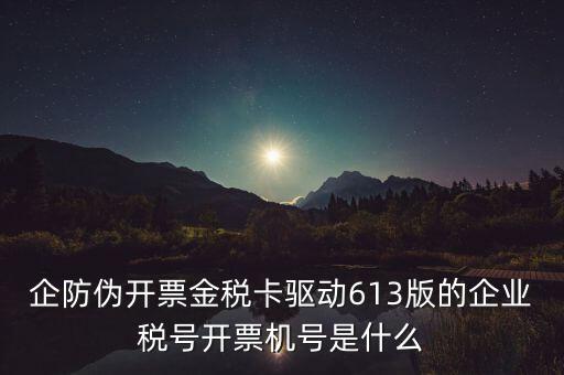 金稅盤企業(yè)稅號是什么，企防偽開票金稅卡驅(qū)動613版的企業(yè)稅號開票機(jī)號是什么