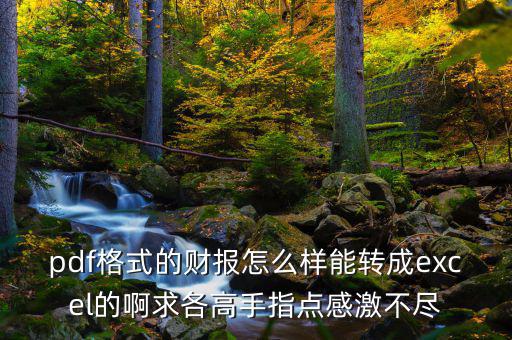 什么是財(cái)報(bào)自動(dòng)轉(zhuǎn)換工具，pdf格式的財(cái)報(bào)怎么樣能轉(zhuǎn)成excel的啊求各高手指點(diǎn)感激不盡
