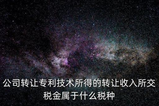 公司出售專利交什么稅，公司轉(zhuǎn)讓專利技術(shù)所得的轉(zhuǎn)讓收入所交稅金屬于什么稅種