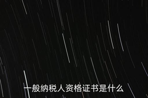 納稅資格證書是什么，一般納稅人資格證什么