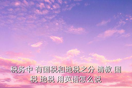 用什么形容稅務，稅務中 有國稅和地稅之分 請教 國稅 地稅 用英語怎么說