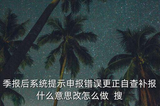 所得稅年報(bào)的更正申報(bào)是什么意思，季報(bào)后系統(tǒng)提示申報(bào)錯(cuò)誤更正自查補(bǔ)報(bào)什么意思改怎么做  搜