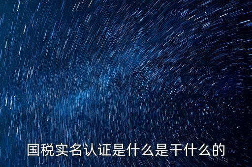 國(guó)稅實(shí)名采集做什么用，國(guó)稅實(shí)名認(rèn)證是什么是干什么的