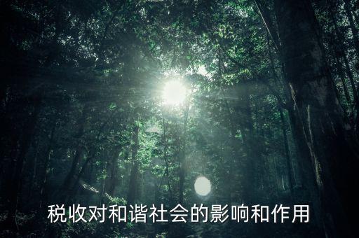 為什么要和諧興稅，稅收對(duì)和諧社會(huì)的影響和作用