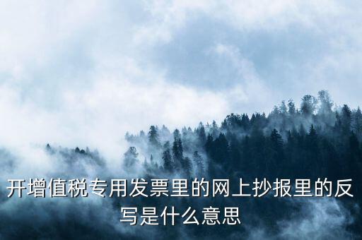 開(kāi)票系統(tǒng)反寫(xiě)是什么意思，開(kāi)增值稅專用發(fā)票里的網(wǎng)上抄報(bào)里的反寫(xiě)是什么意思